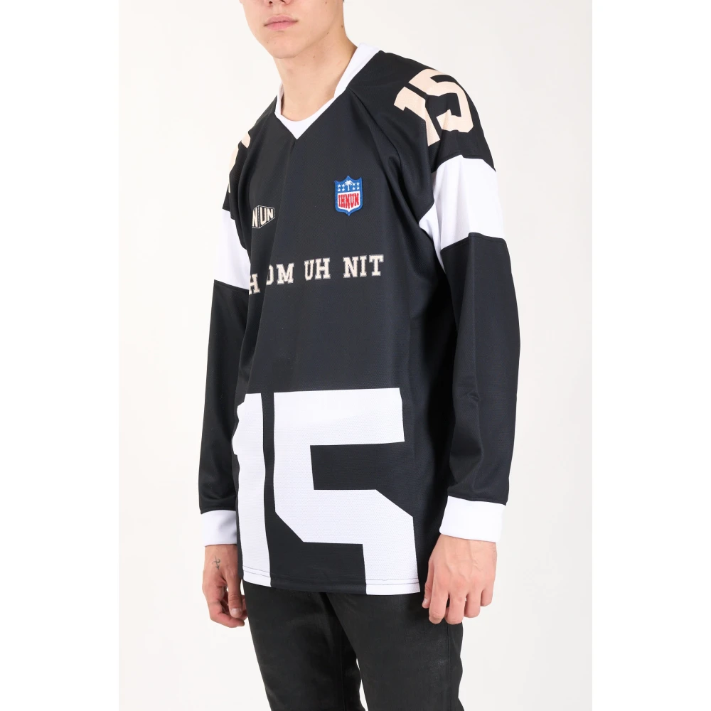 IH NOM UH NIT Mesh V-hals T-shirt met logo Black Heren