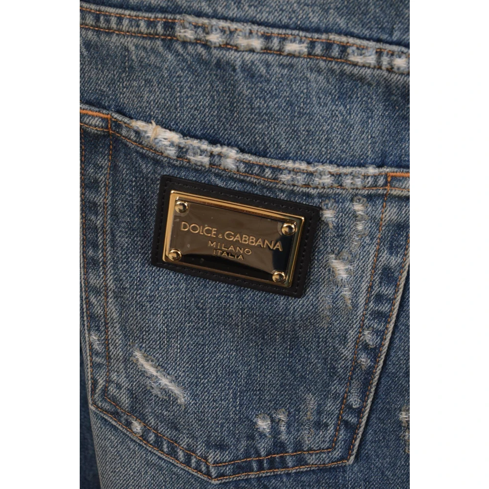 Dolce & Gabbana Heren Versleten Denim Jeans Blue Heren