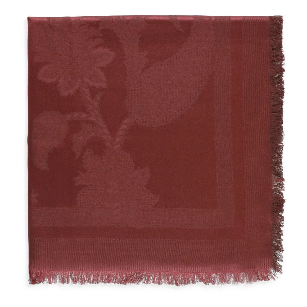 Etro Bordeaux Silke och Ull Sjal Red, Dam