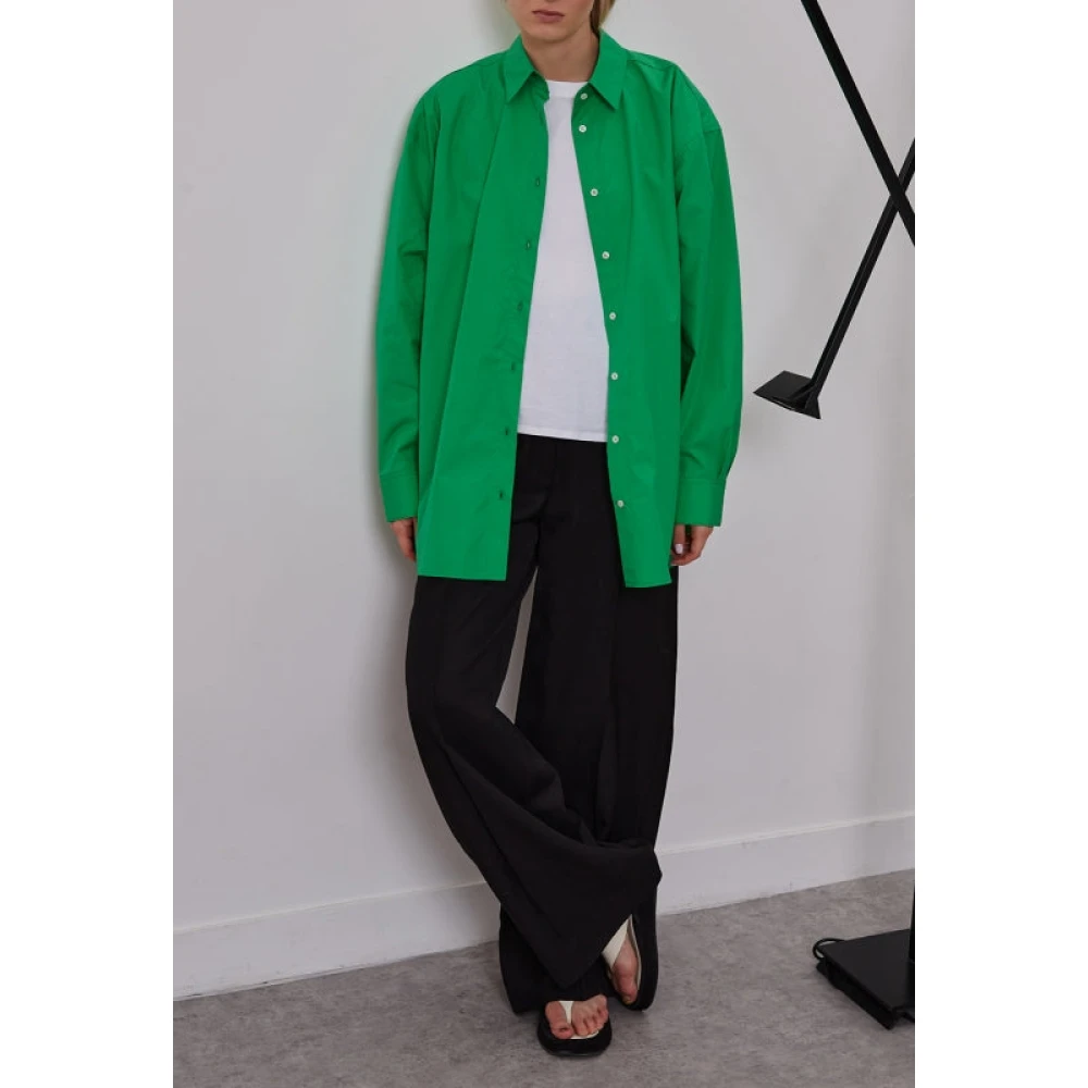 Loulou Studio Kleurrijke Katoen-Poplin Oversized Shirt Green Dames
