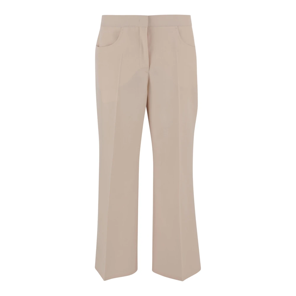 Jil Sander Women's Beige Wide Trousers, L, Wool Trousers