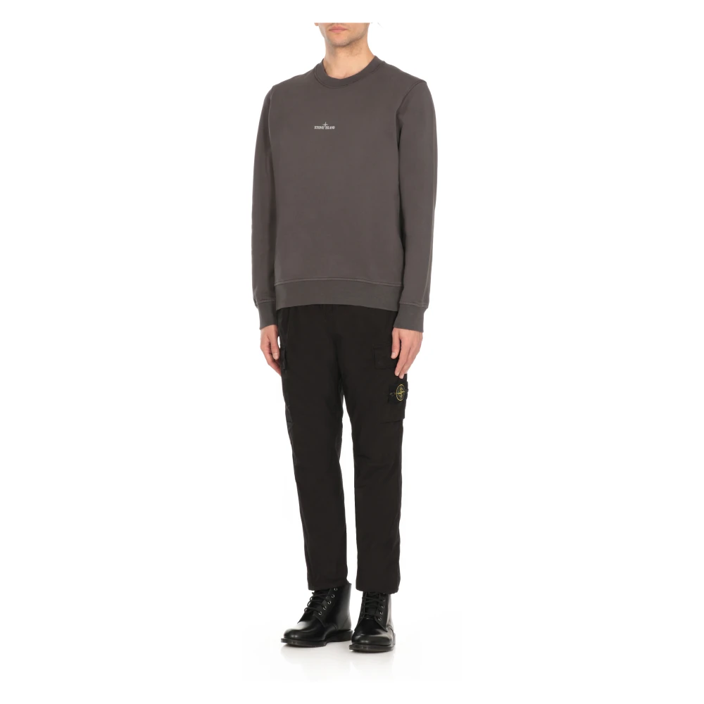 Stone Island Grijze Katoenen Sweatshirt met Logoprint Gray Heren