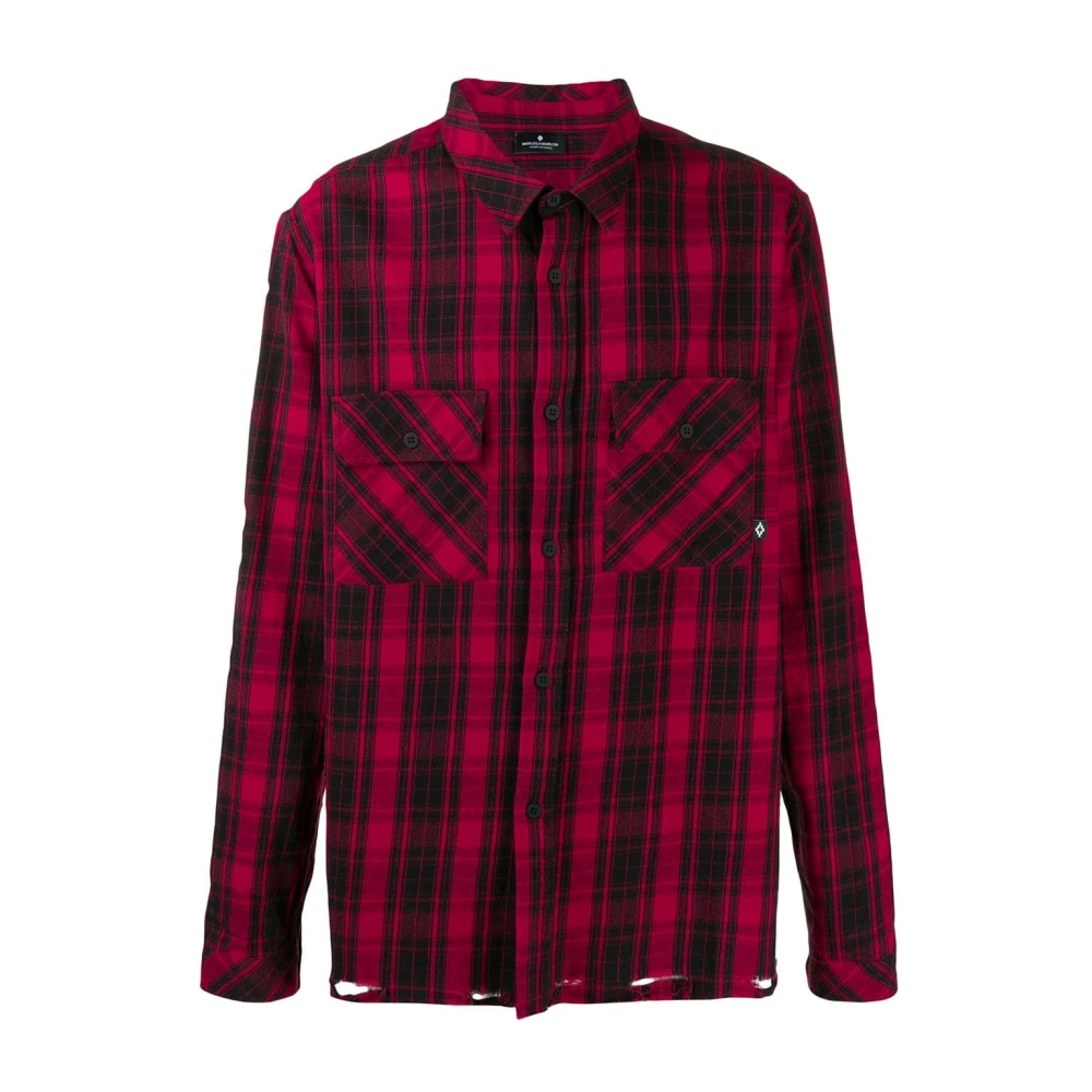 Marcelo Burlon Rood Wit County Check Shirt Red Heren