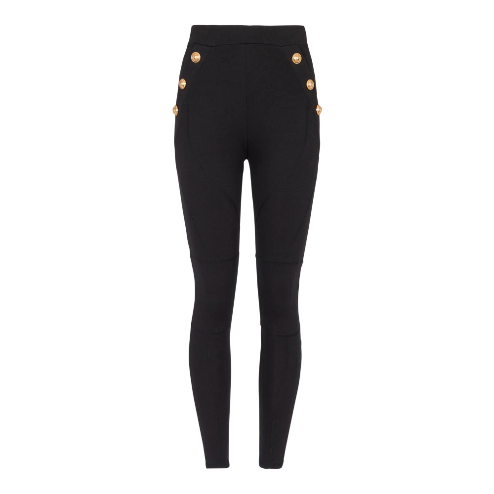 Balmain Jersey legging met 6 knopen Black Dames