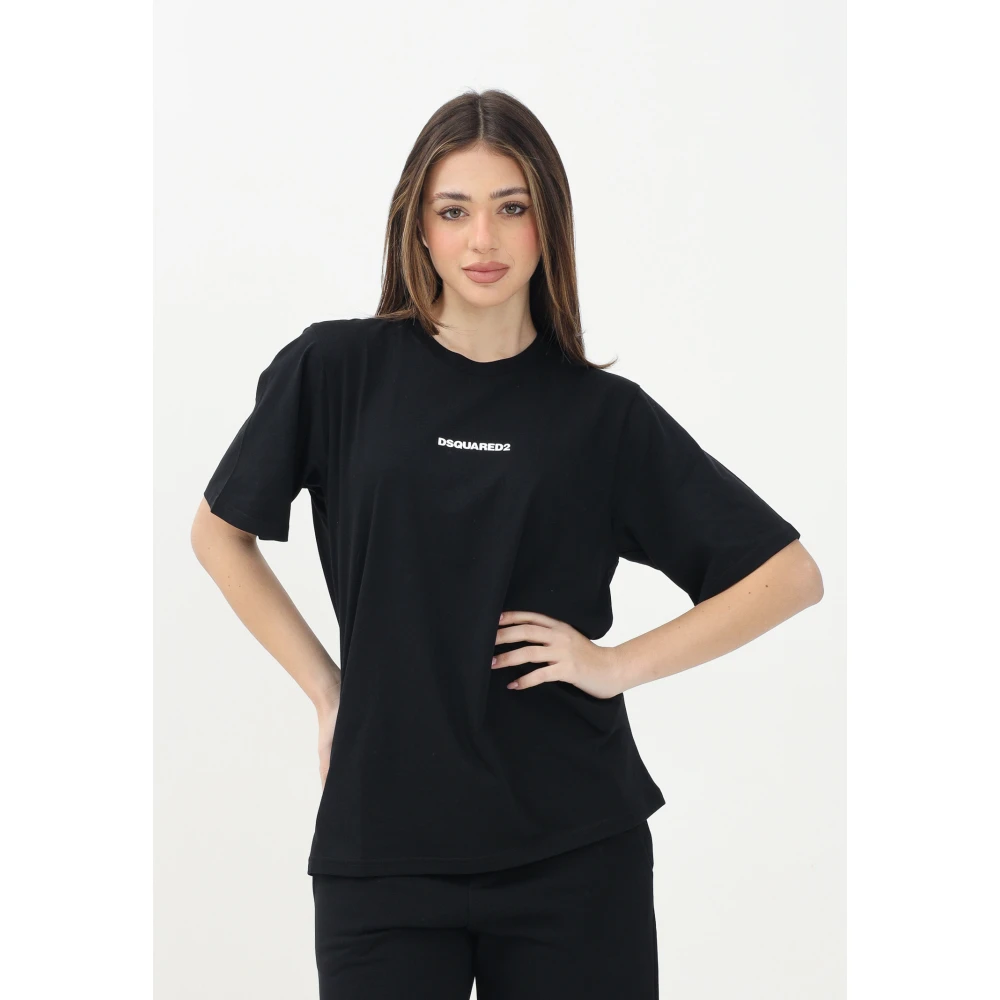 Dsquared2 Zwart T-shirt met korte mouwen en logo Black Dames