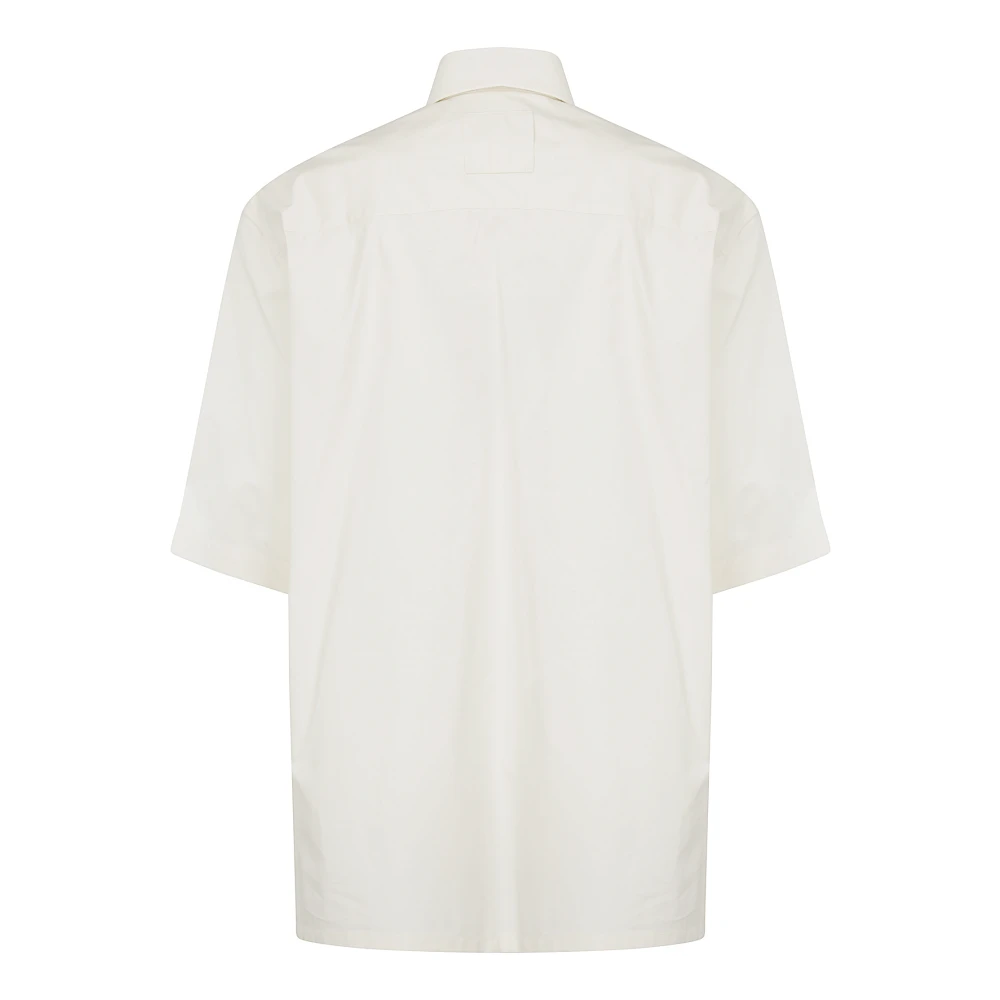 Lanvin Katoenen shirt met korte mouwen en logo Beige Dames