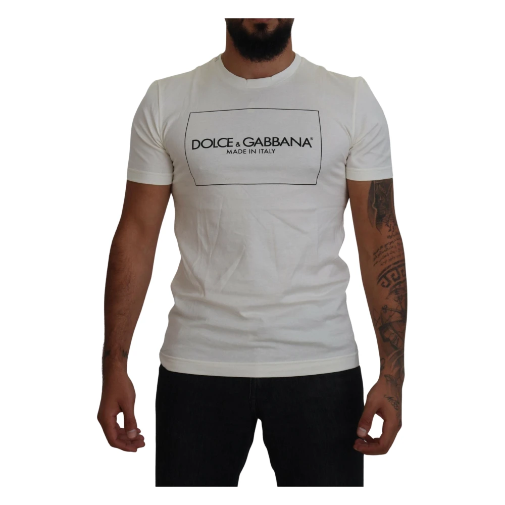 Dolce & Gabbana Logo T-shirt met ronde hals White Heren