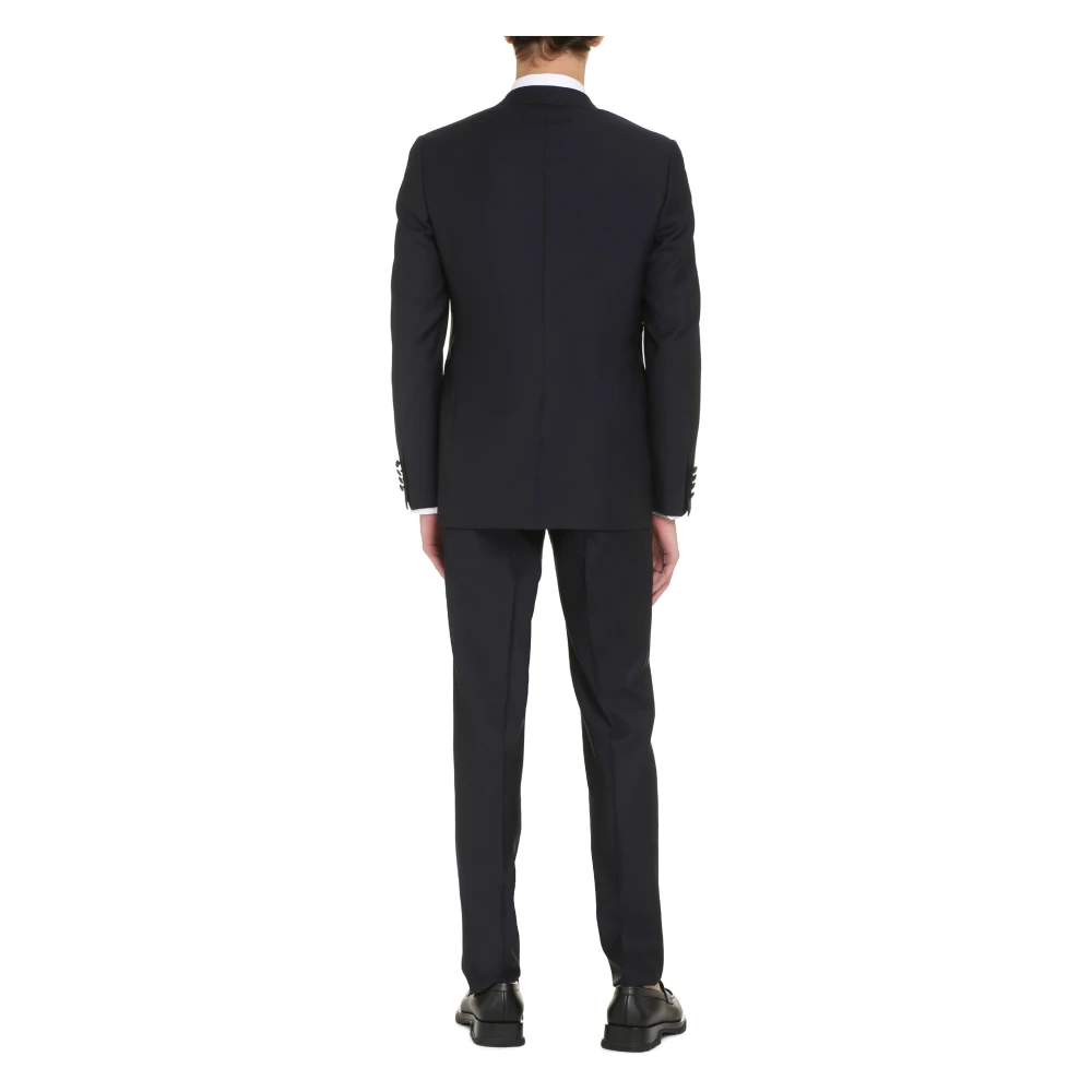 Canali Wollen Peak Revers Tweedelig Pak Blue Heren