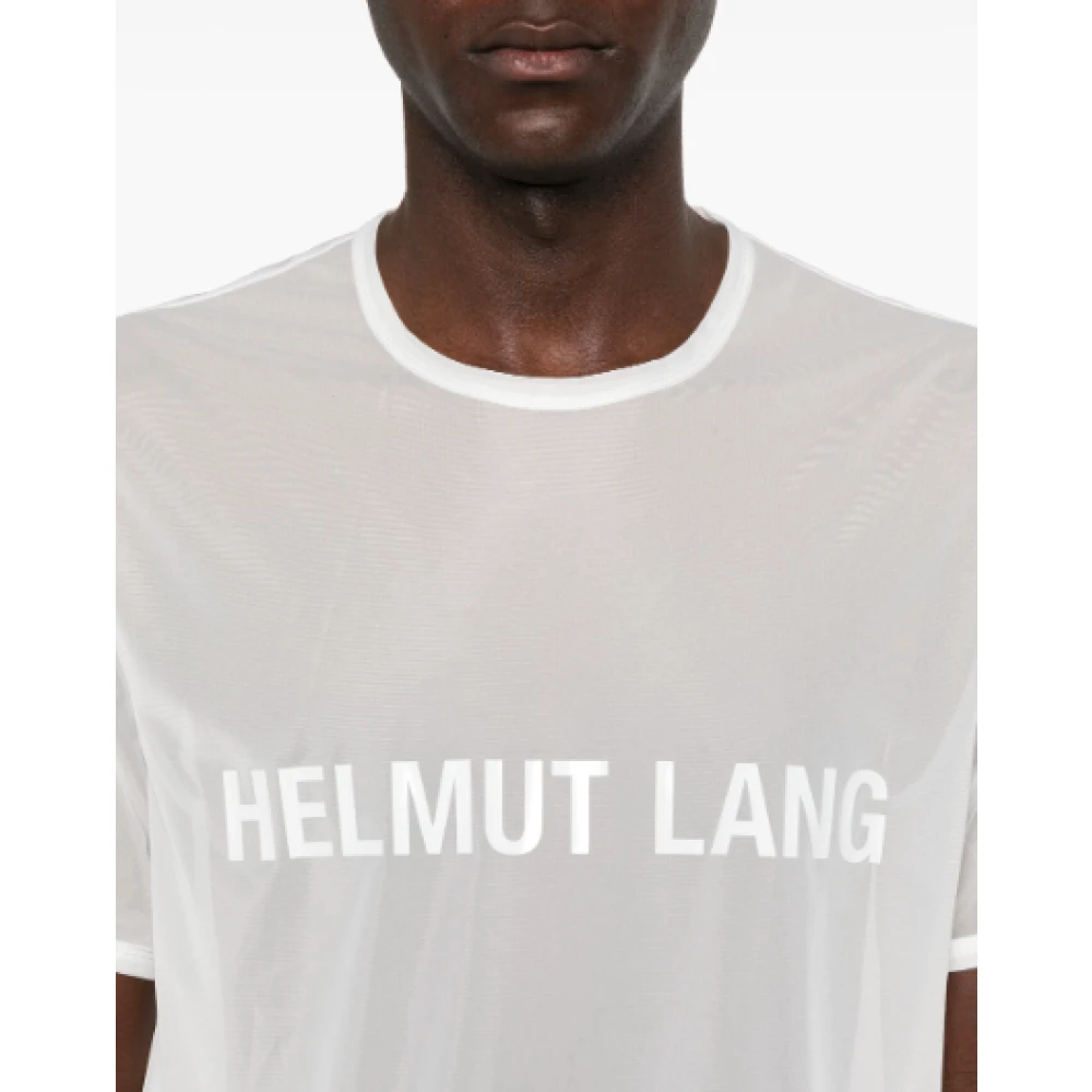 Helmut Lang Chiffon White Logo Tee Shirt White Heren