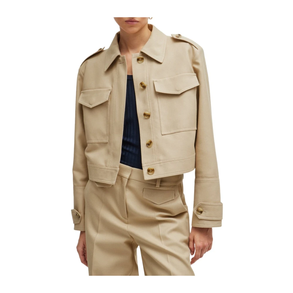 Boss Stijlvolle Jafeli Open Coat Beige Dames