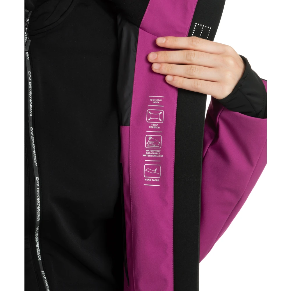 Emporio Armani EA7 7 Ski Jas met Capuchon en Logo Purple Dames