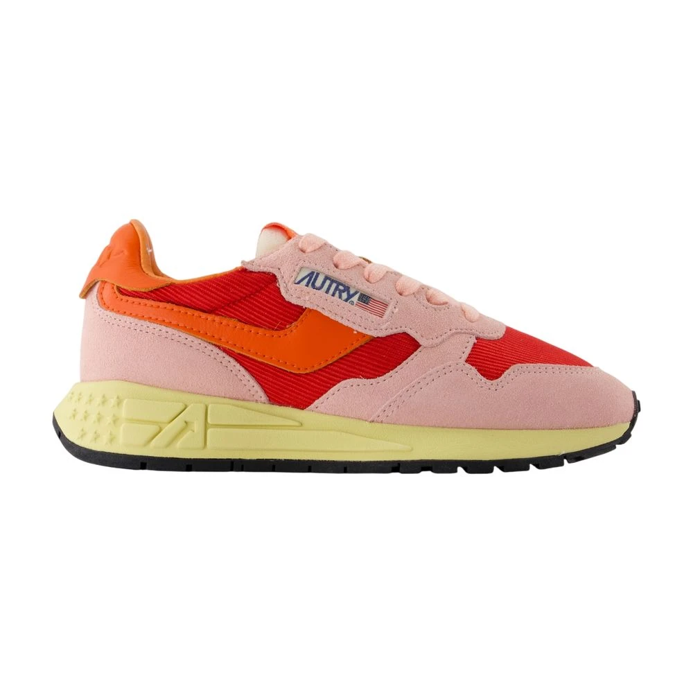 Autry Women's Pink Sneakers, 5 Uk, Suede Trainers Reelwind Low