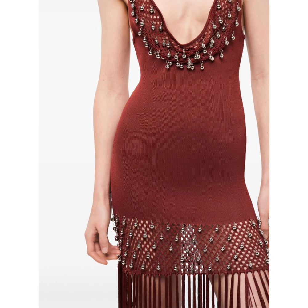 Paco Rabanne Lange Mouw Jurk Red Dames