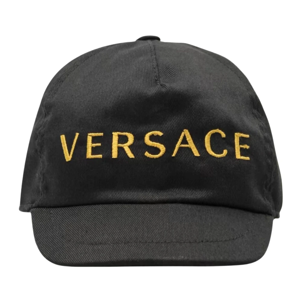 Versace Zwarte kinderen zonneklep hoed geborduurd logo Black Unisex