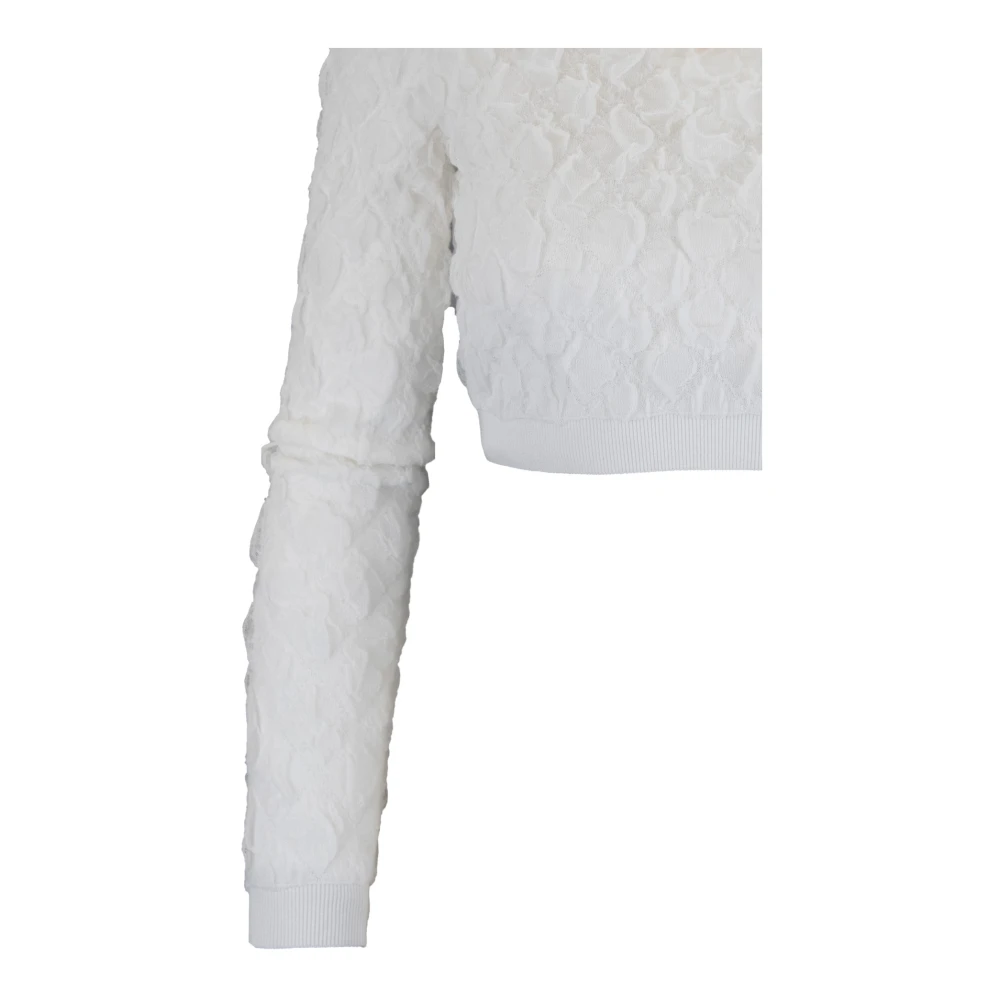 Elisabetta Franchi Gebreide Cropped Top met Gouden Ketting White Dames