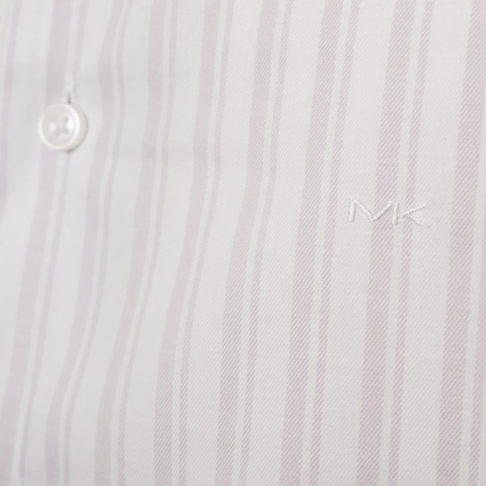 Michael Kors Gestreept Slim Fit Katoenen Overhemd met Reverskraag Purple Heren