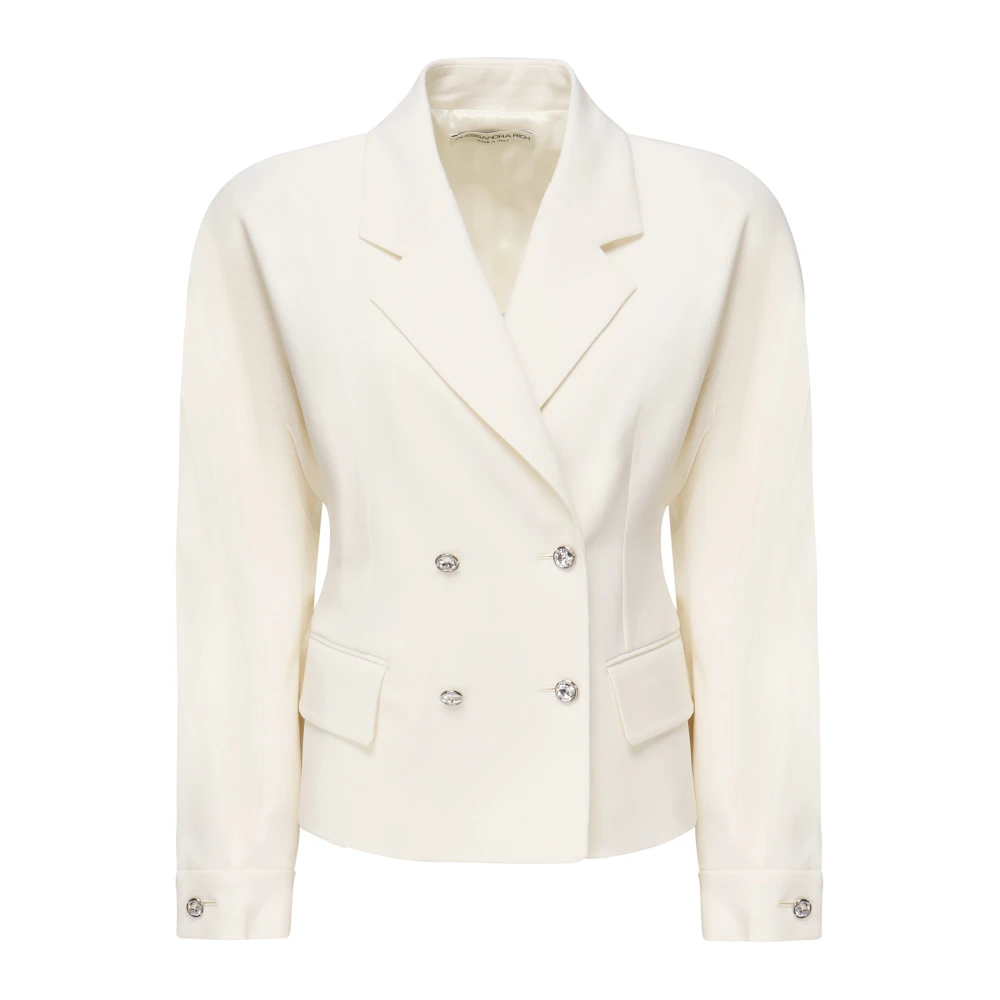 Alessandra Rich Women's White Blazers, Xs, Knit Bra With Embroidery