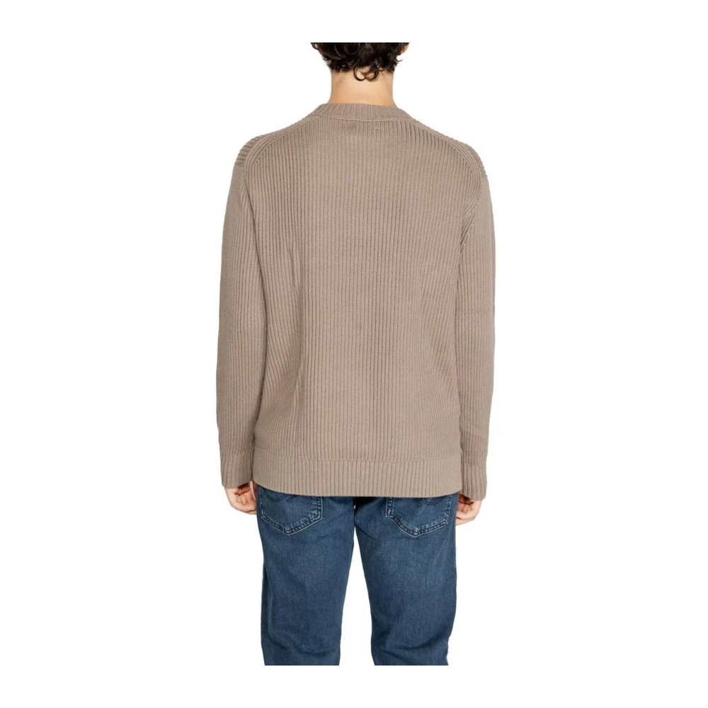 Calvin Klein Jeans Bruine Katoenen Gebreide Trui Heren Brown Heren