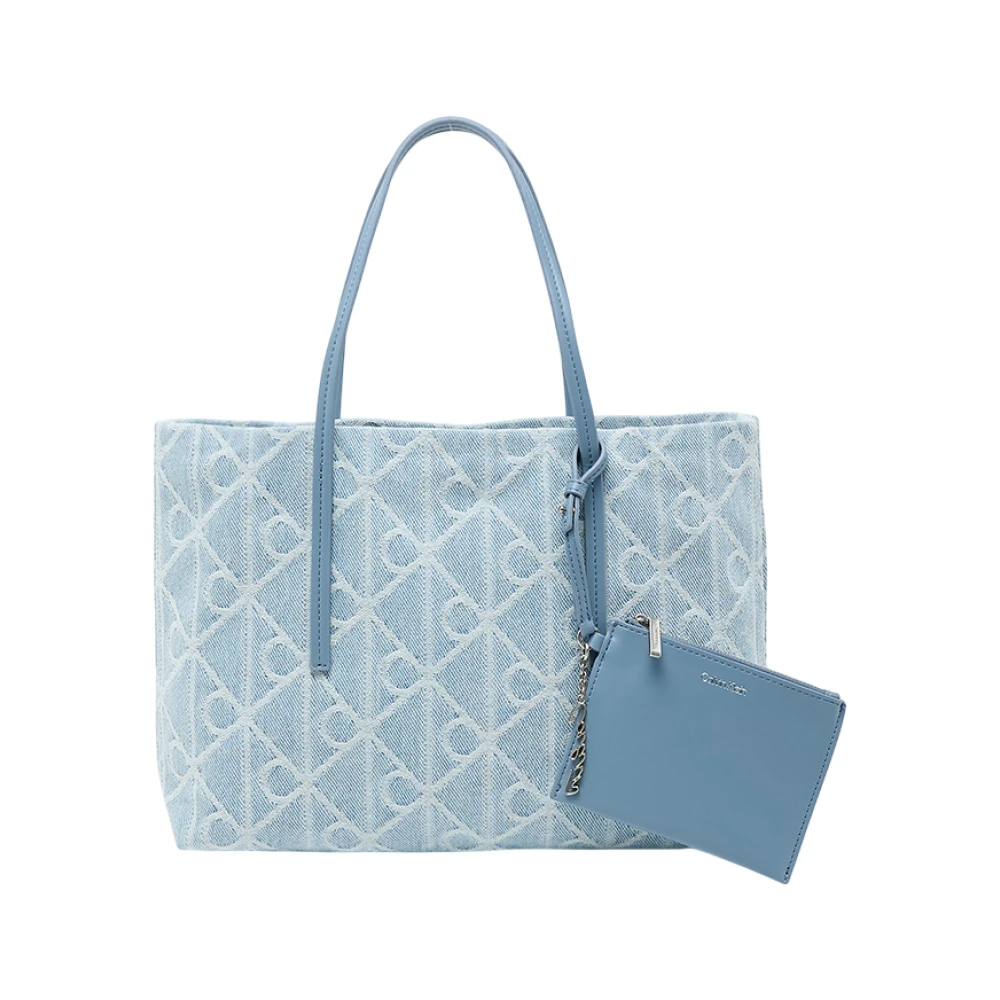 Calvin Klein Women's Blue Denim Jacquard Tote Bag - Shopping Bags - One Size - Bags