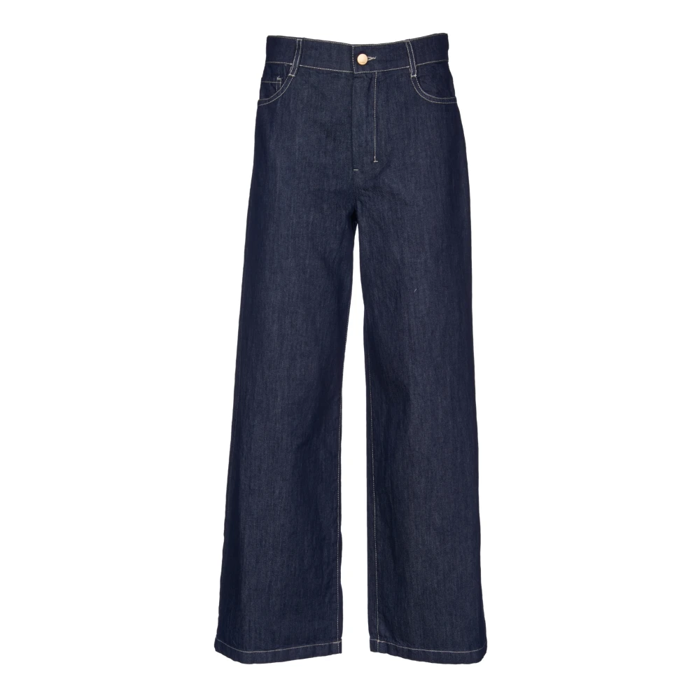 Max Mara Wijde Pijp Denim Broek met Zakken Blue Dames
