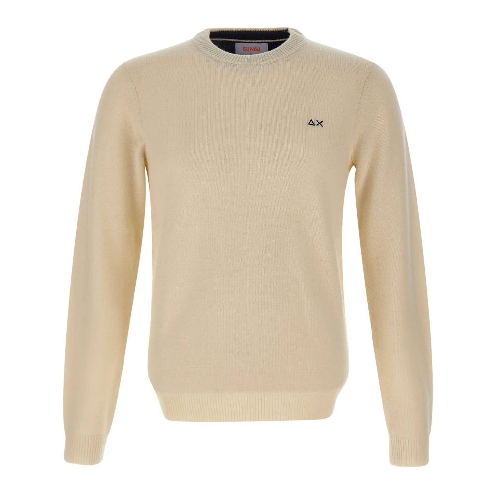 Sun68 White Round-Neck Knitwear, Male, Xl, Wool And Cashmere Crew Neck Jumper