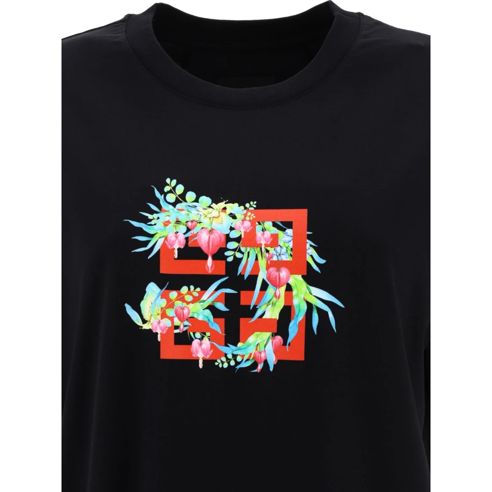 Givenchy Bloemen bedrukt T-shirt 100% katoen Black Heren