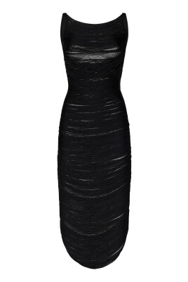 black-fringed-knit-midi-dress