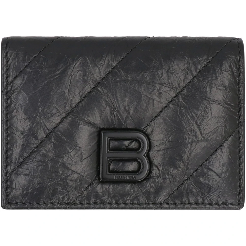 Balenciaga Gewatteerde Leren Portemonnee met Muntvak Black Dames