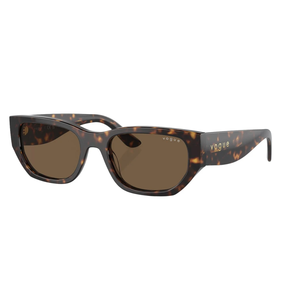 Vogue Unisex Brown Sunglasses, 53 Mm, Contemporary Rectangular Sunglasses Havana