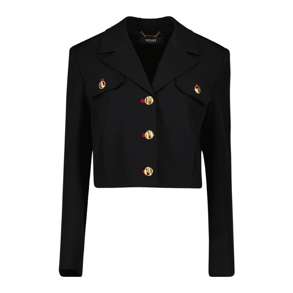 Versace Korte wollen jas zwart Black Dames