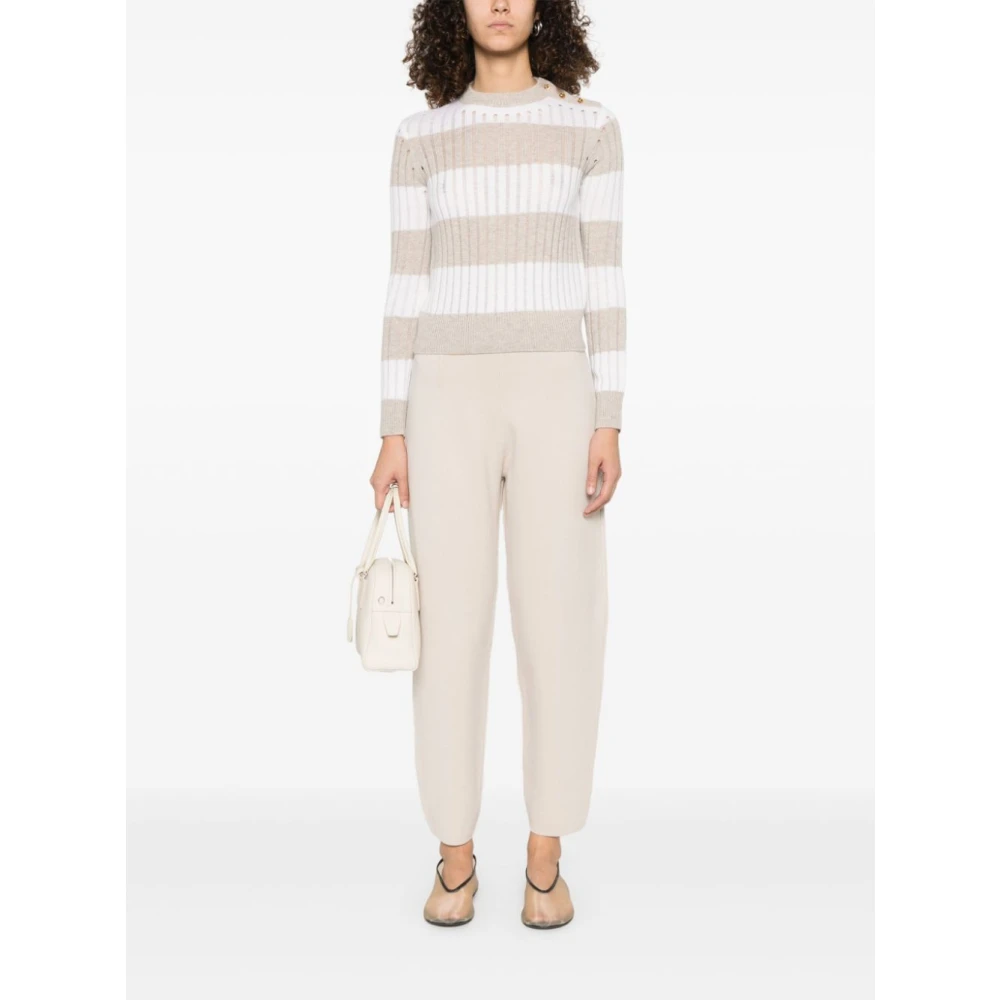 Max Mara Witte Trui met Horizontale Strepen Multicolor Dames