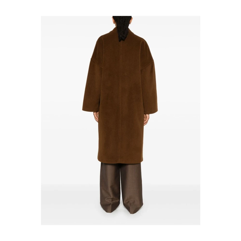 Alysi Alpaca Geborstelde Jas Dubbel-Borst Stijl Brown Dames