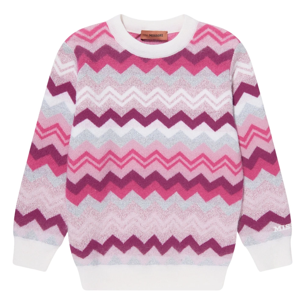Missoni Girls Multicolor Kids Knitwear, 10 Y, Zigzag Pink Knitted Jumper