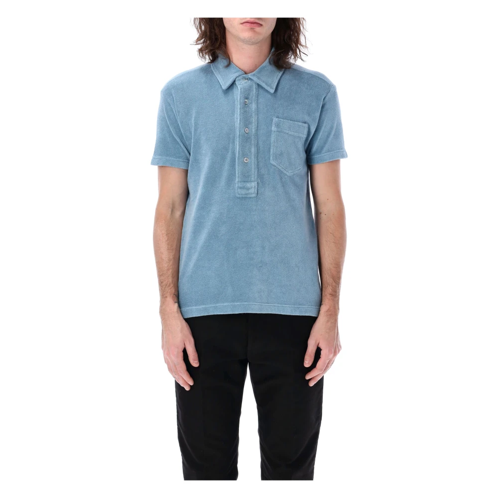 Tom Ford Azure Blue Toweling Polo Shirt Blue Heren