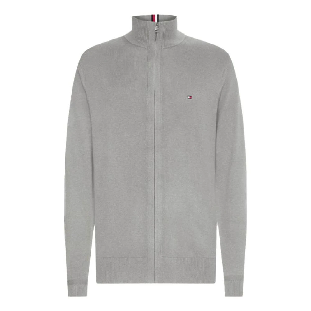 Tommy Hilfiger Pima Organisch Katoen Kasjmier Rits Thru Gray Heren