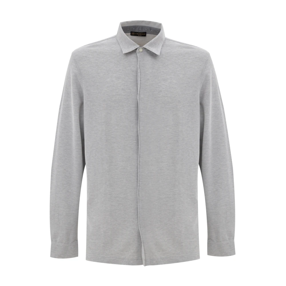 Corneliani Klassieke Lange Mouw Grijze Shirt Katoen Gray Heren