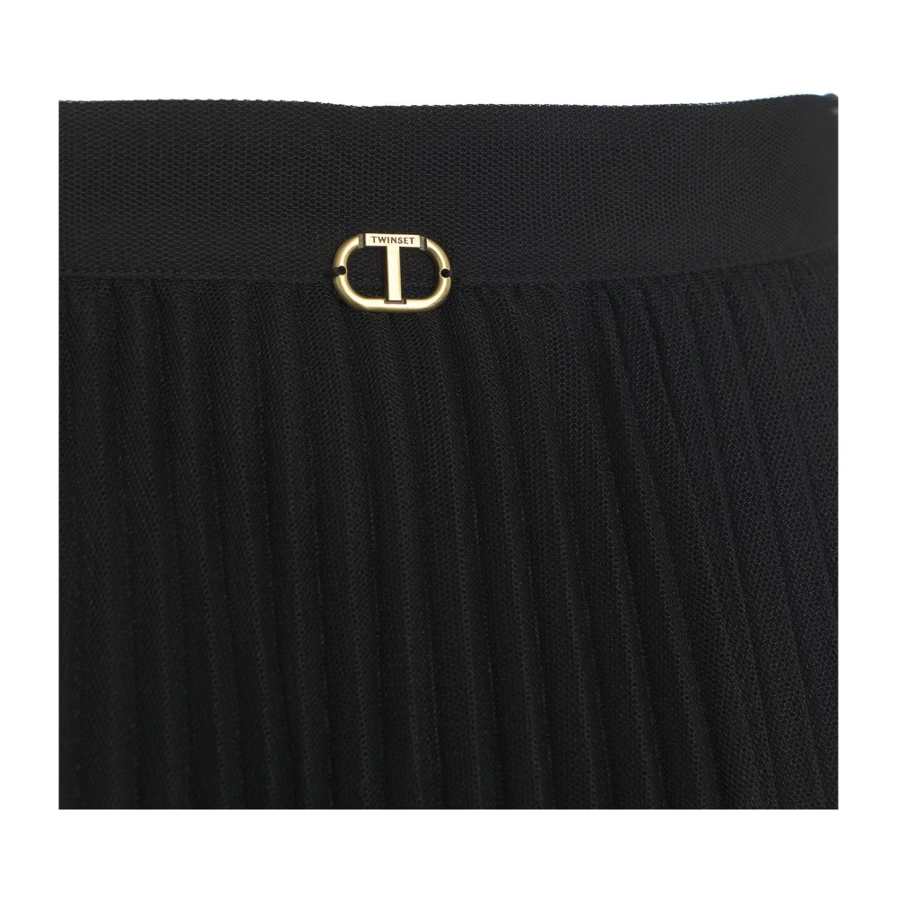Twinset Geplooide Tule Rok Zwart Black Dames