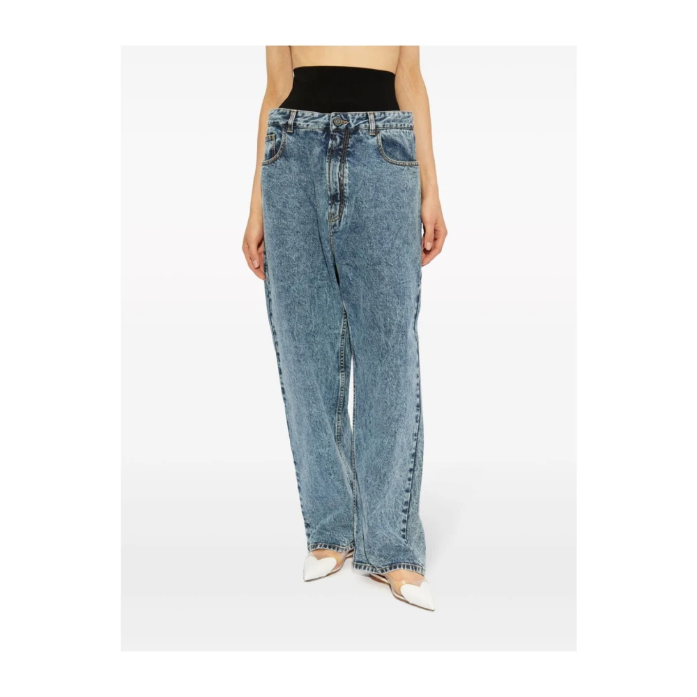 Alaïa Blauwe Katoenmix Straight Leg Jeans Blue Dames