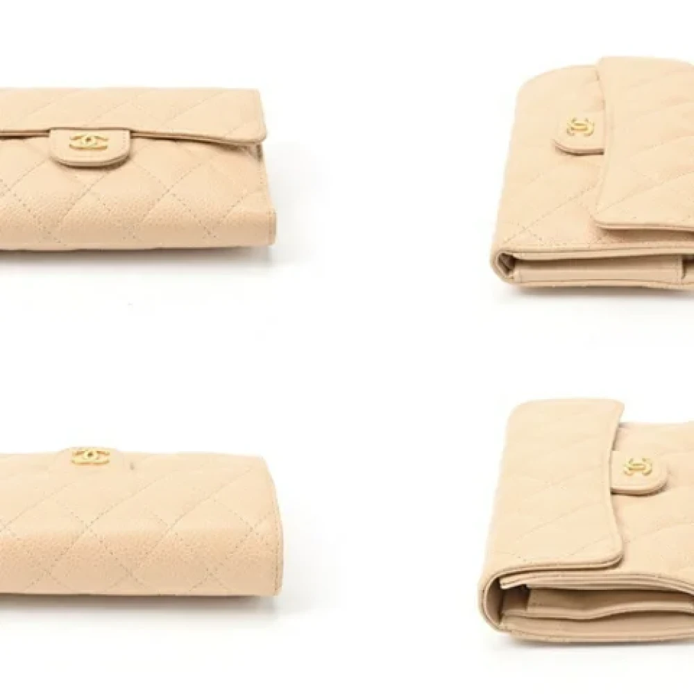 Chanel Vintage Pre-owned Leather wallets Beige Dames