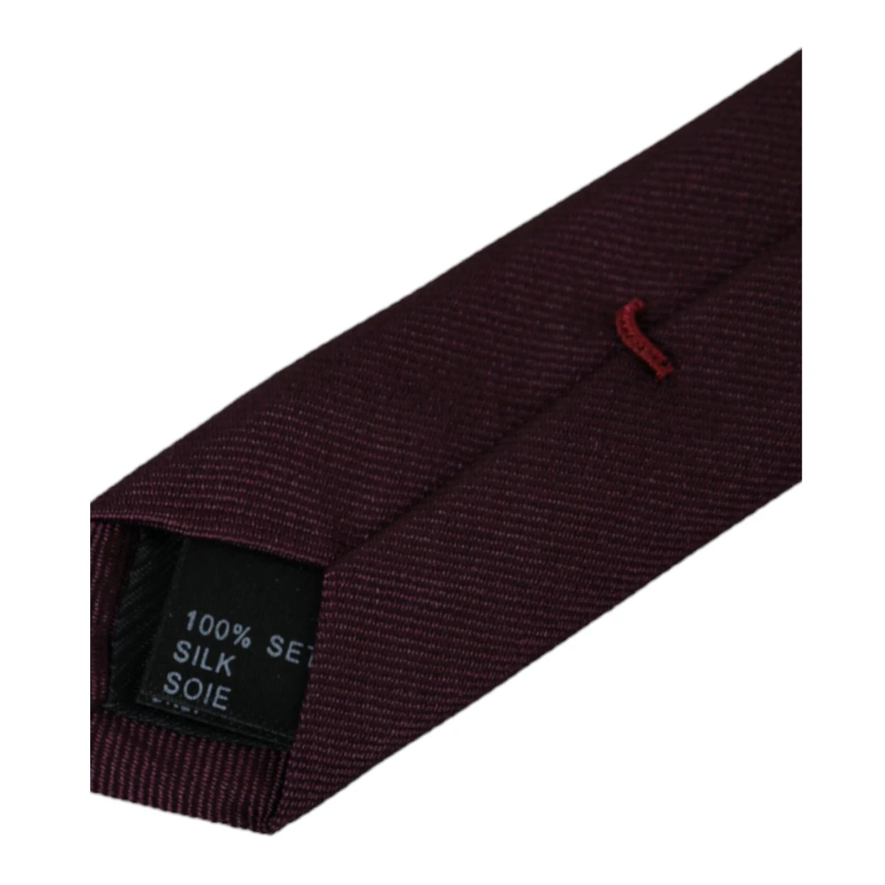 Dolce & Gabbana Bourgondische Zijden Stropdas met Logodetails Red Heren