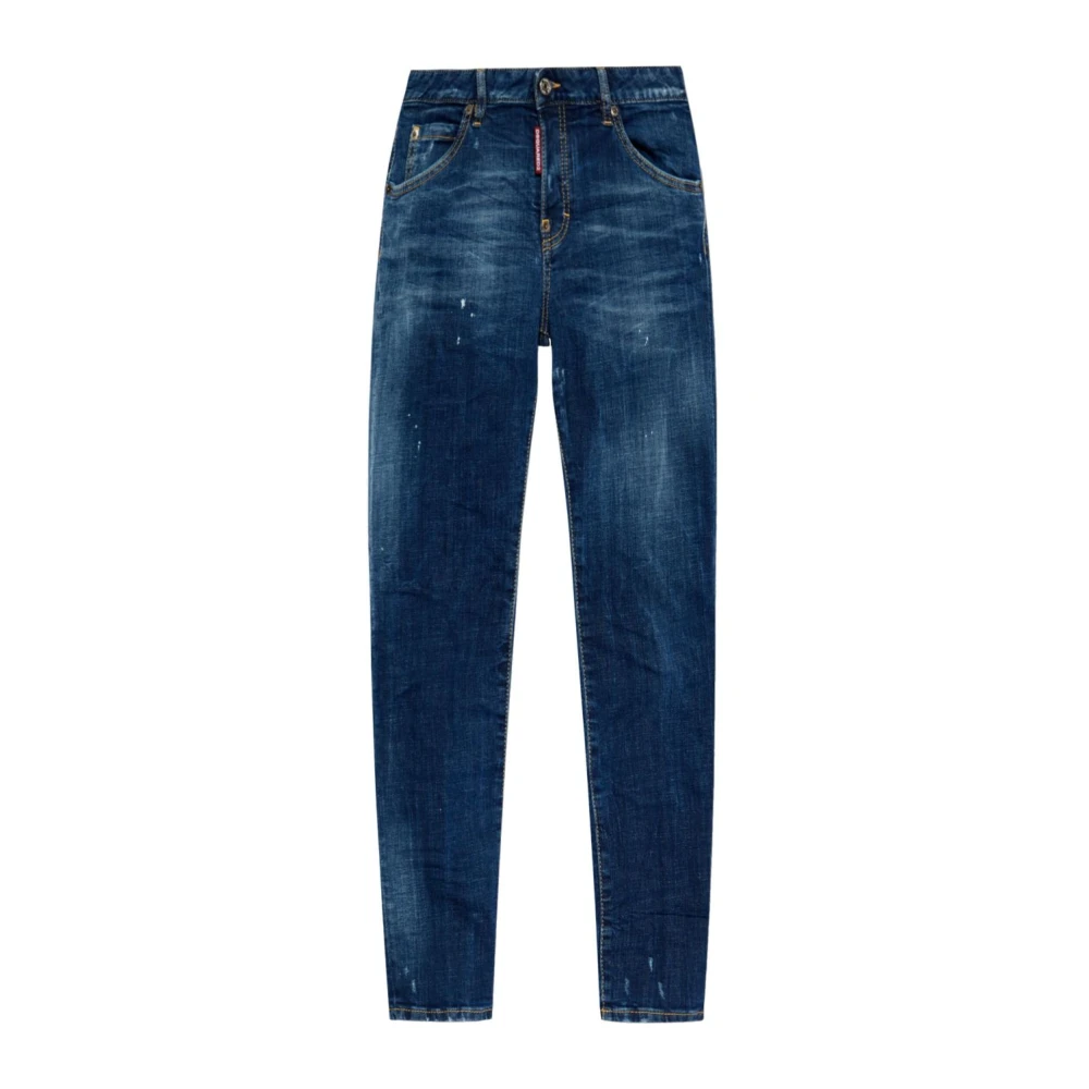 Dsquared2 Women's Blue Slim-Fit Jeans,, Indigo Distressed Denim Jeans 2XS