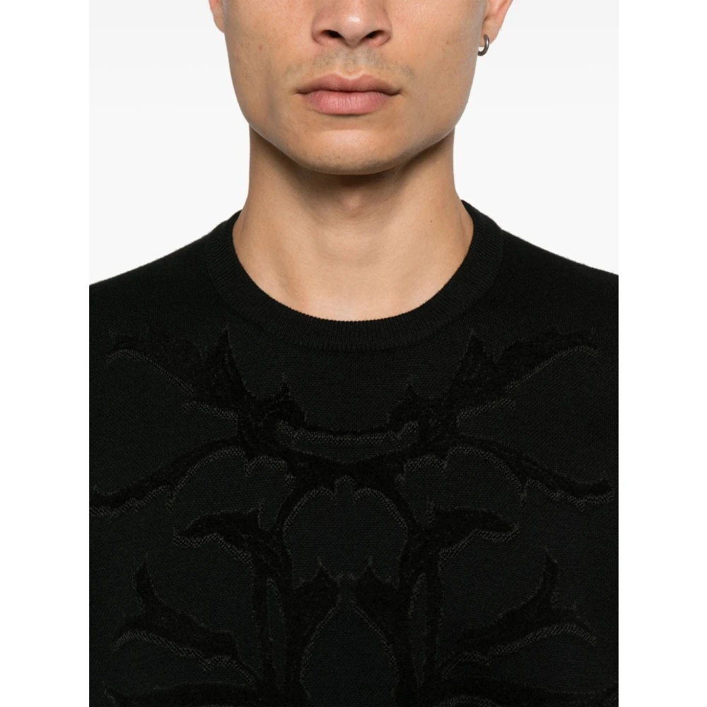 Versace Acanthus Wollen Trui Zwart Black Heren