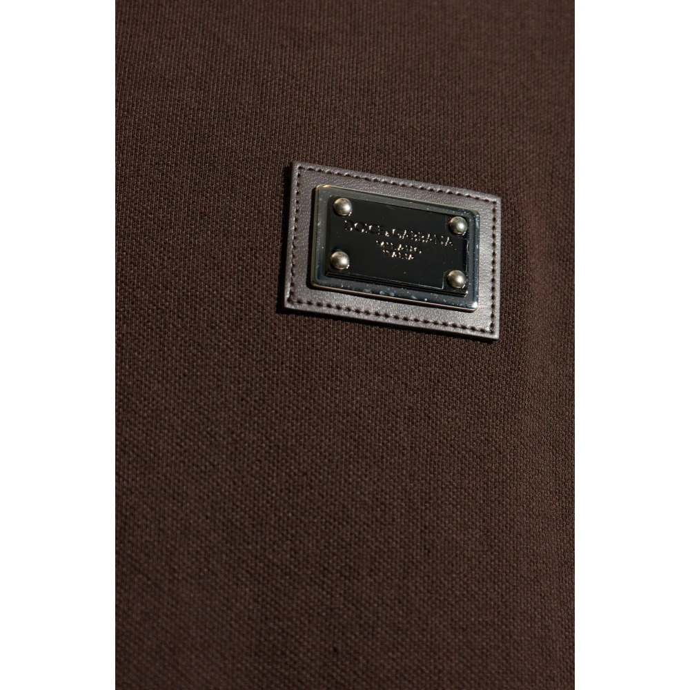 Dolce & Gabbana Polo met een applicatie met een gegraveerd logo Brown Heren