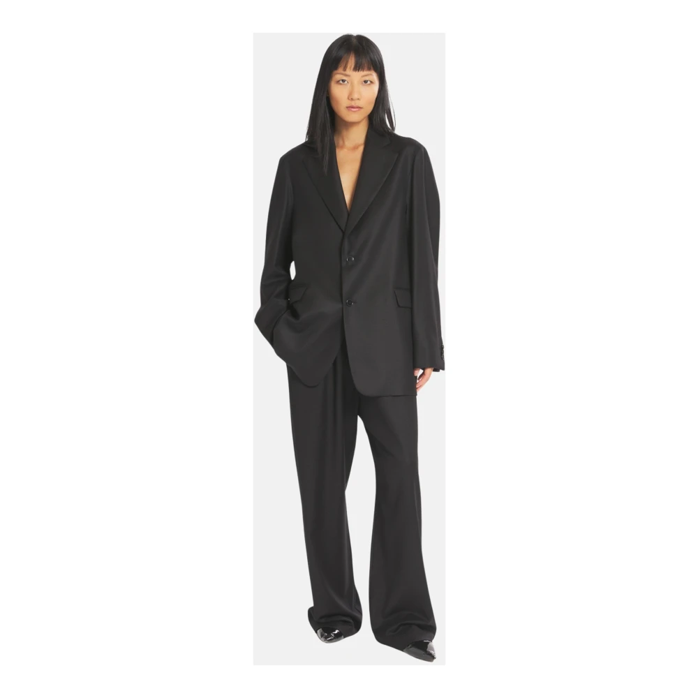 Barena Venezia Wollen Enkellange Jas met Klepzakken Black Dames