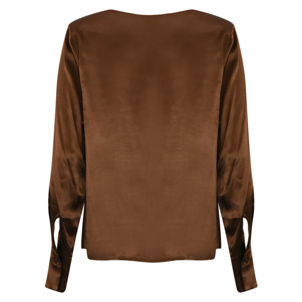 Twinset V-hals Lange Mouw Viscose Blouse Brown Dames