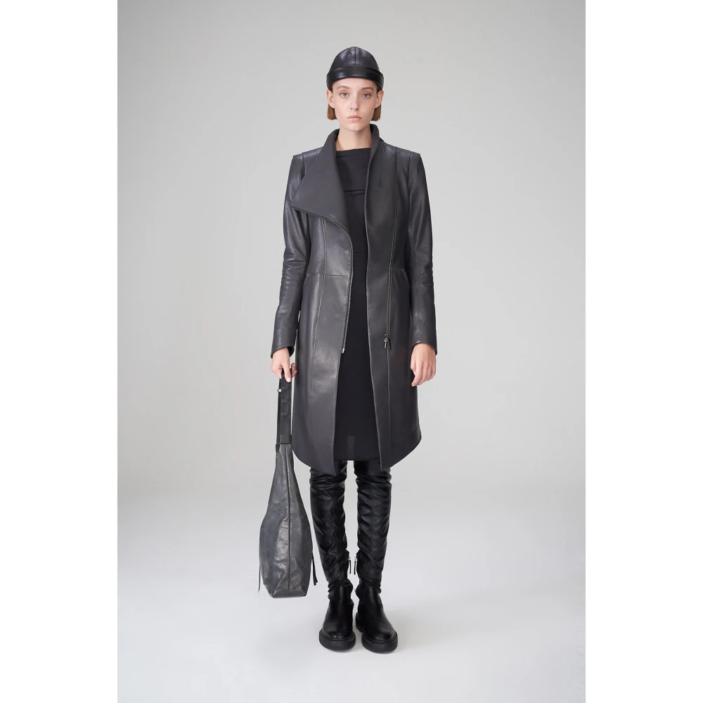 Vespucci by VSP Alyson Antraciet Leren Jas Gray Dames