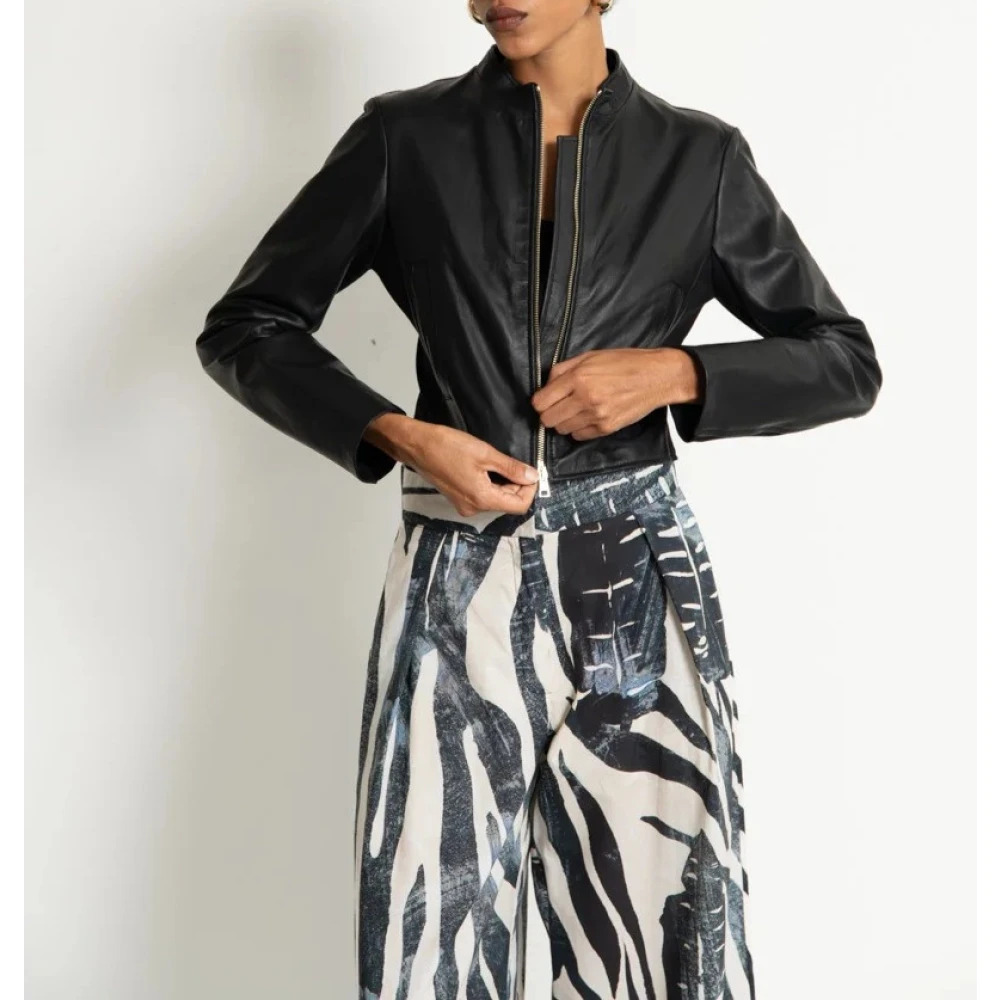 Kaos Slim Fit Kort Leren Jas Black Dames