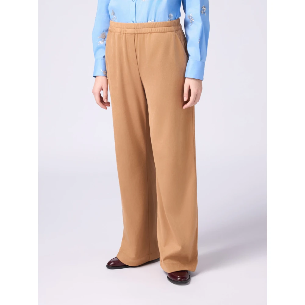 Oltre Palazzo broek met suède-effect Beige Dames