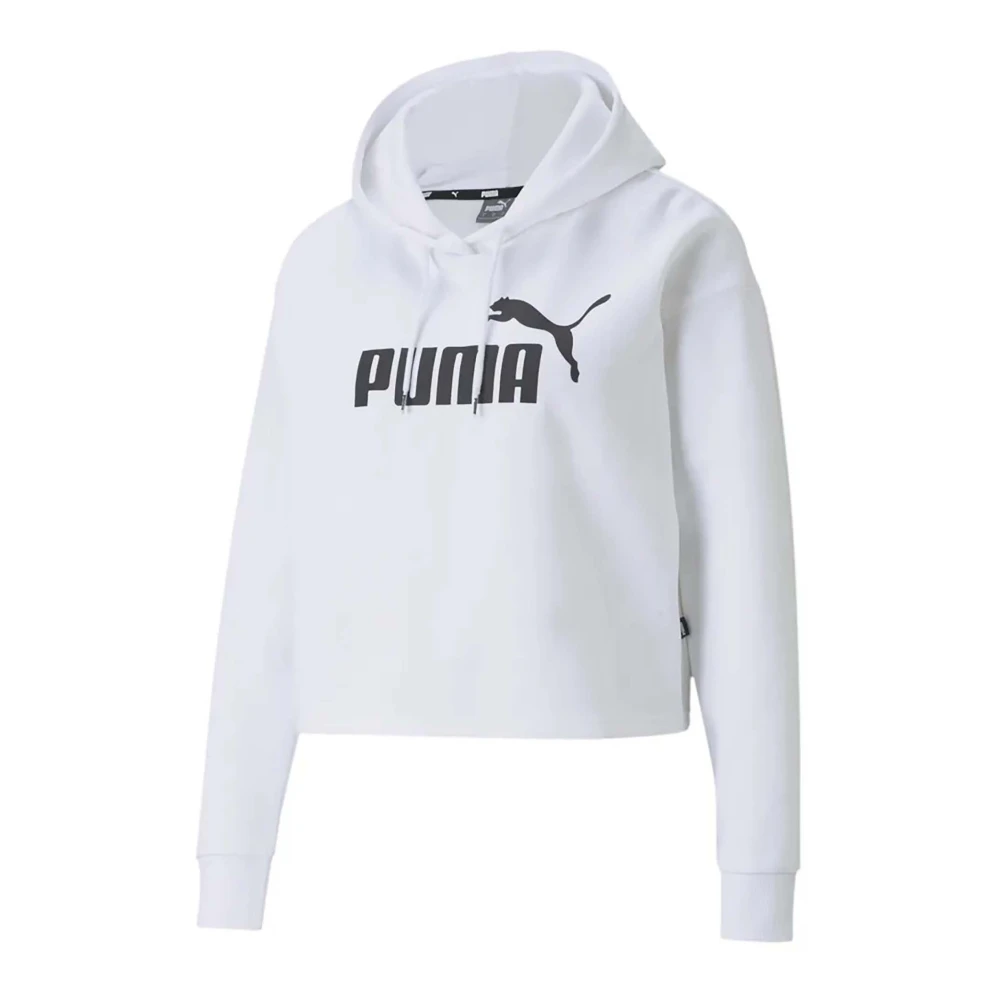 PUMA Cropped Logo Hoodie White, Dam