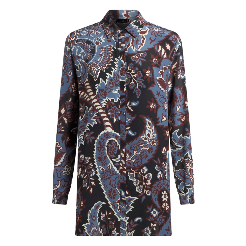 ETRO Casual Langemouw Multicolor Zijden Shirt Multicolor Dames